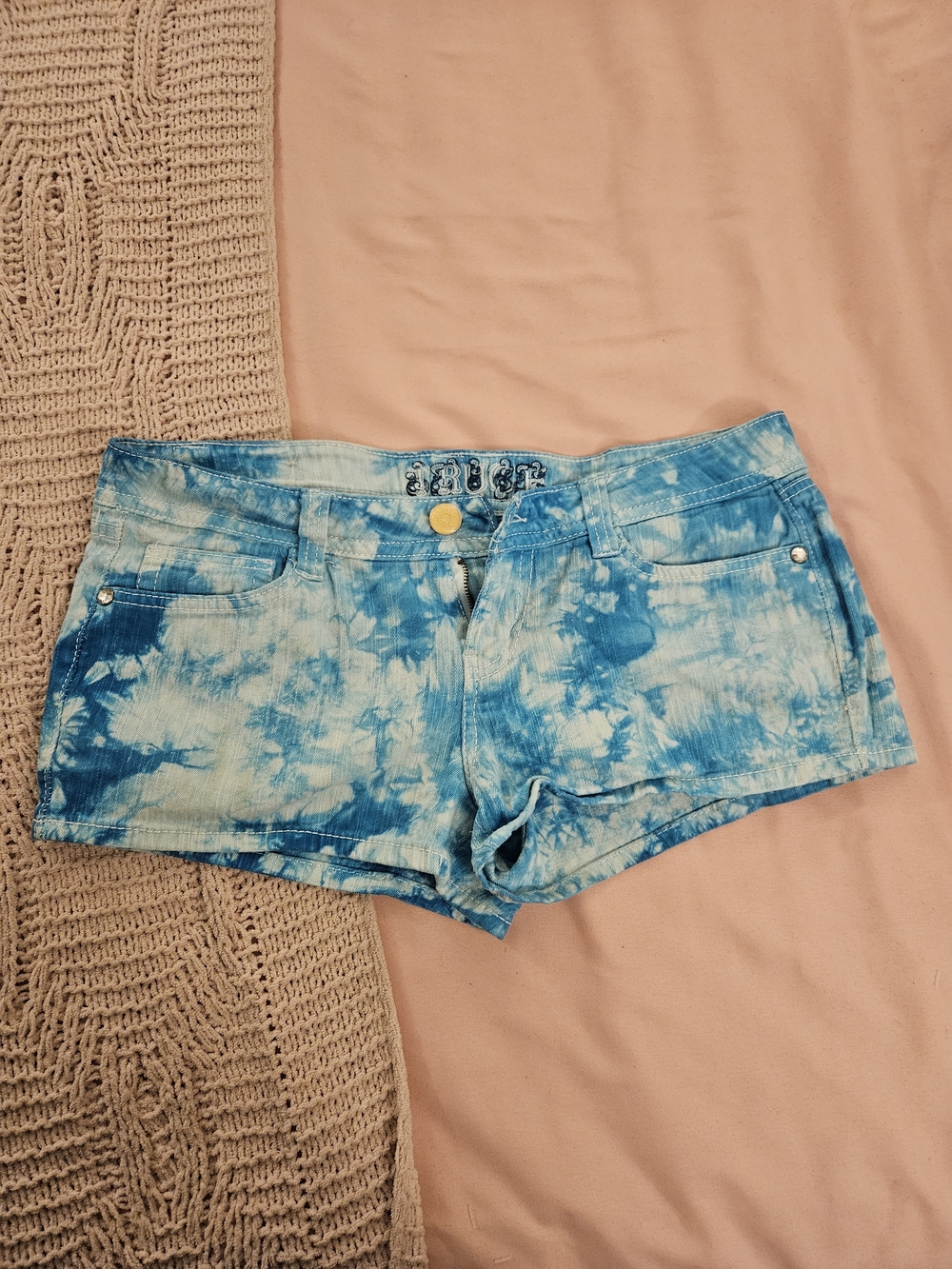 Source Unknown Tie-Dye Blue Jean Shorts